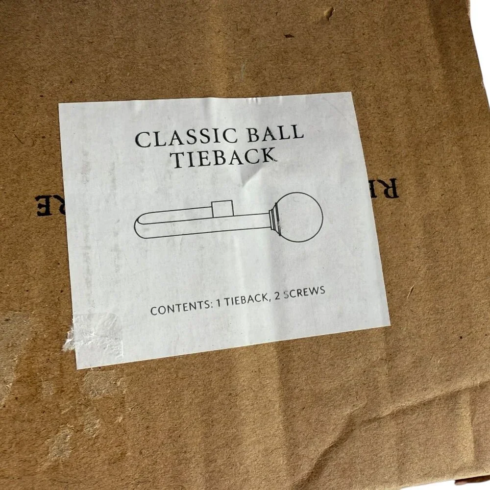 New RESTORATION HARDWARE Classic Ball Tieback Includes Hardware, Set of TWO